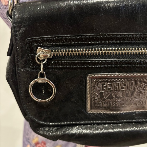 Coach poppy glossy liquid leather top handle mini pouch shoulder bag - Picture 5 of 16